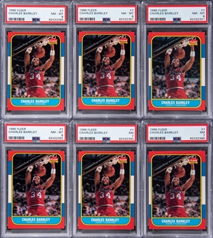1986-87 Fleer #7 Charles Barkley PSA-Graded Rookie Card Collection (6 Different) Featuring PSA NM-MT 8 Examples!